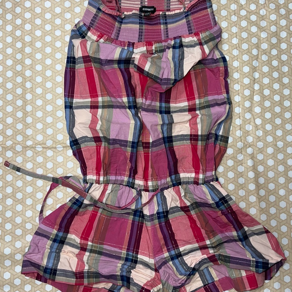 Express Colorful Plaid Romper
